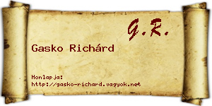Gasko Richárd névjegykártya